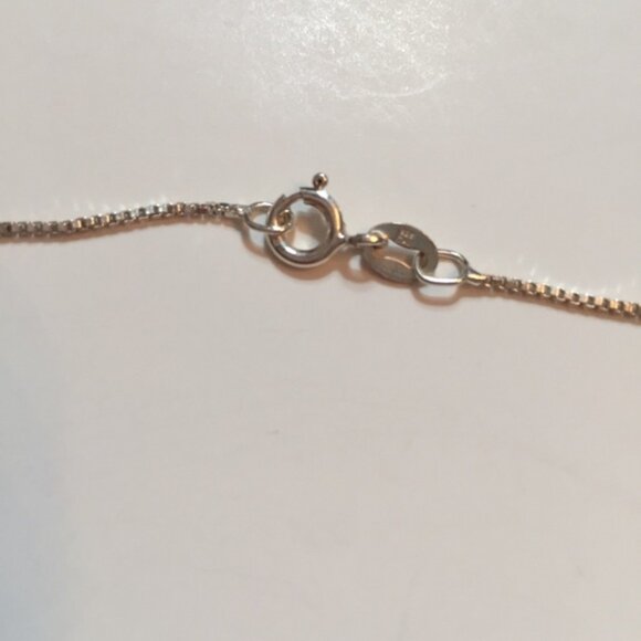 NECKLACE 16” CHAIN CHOKER STERLING SILVER 925 PAINTED SHELL PENDANT - Picture 6 of 7